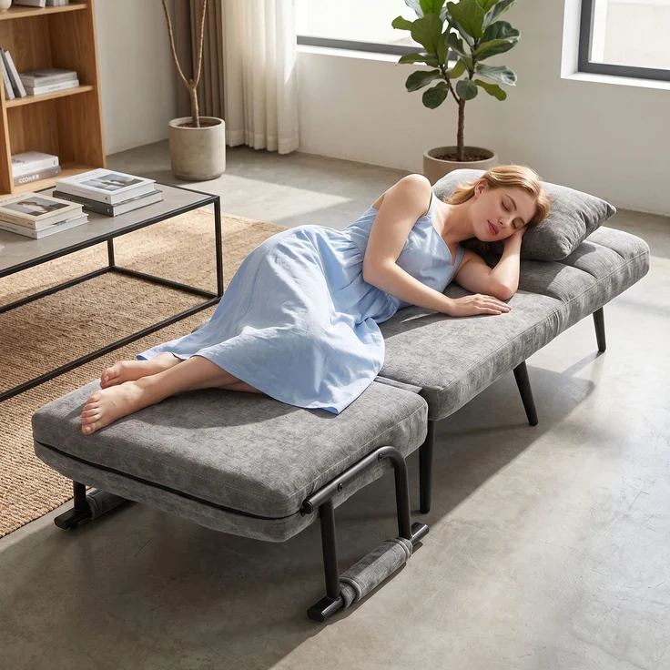 JARDJ Schlafsessel 3 in 1 Klappbar Sessel mit Schlaffunktion, 186 x 60 cm Schlafsessel mit 5-stufig Verstellbarer Rückenlehne – Bild 4