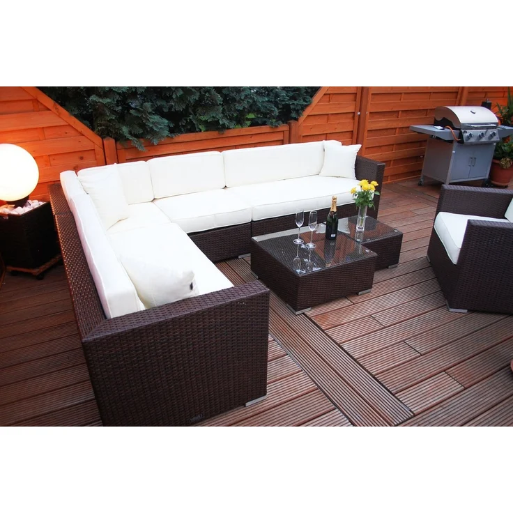 Ragnarök Möbel-Design Gartenlounge-Set Narvik, (Set, Ecklounge, Polyrattan, Alu), Sitzpolster ca. 16 cm dick und haben 2 intergrierte Härtegrade – Bild 1