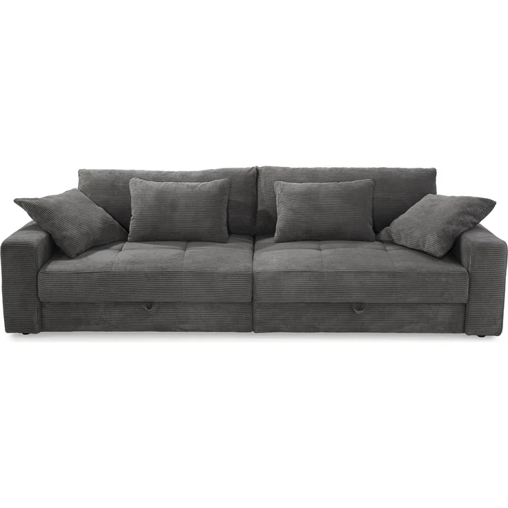 Big-Sofa 284 cm breit Wellenunterfederung Lounge-Couch Stauraum Cord Dunkelgrau – Bild 1