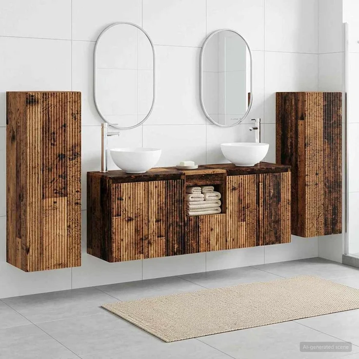 vidaXL Badezimmerschrank-Set 5 stk. Altholz 129 x 35 x 80 cm 3405991 – Bild 1
