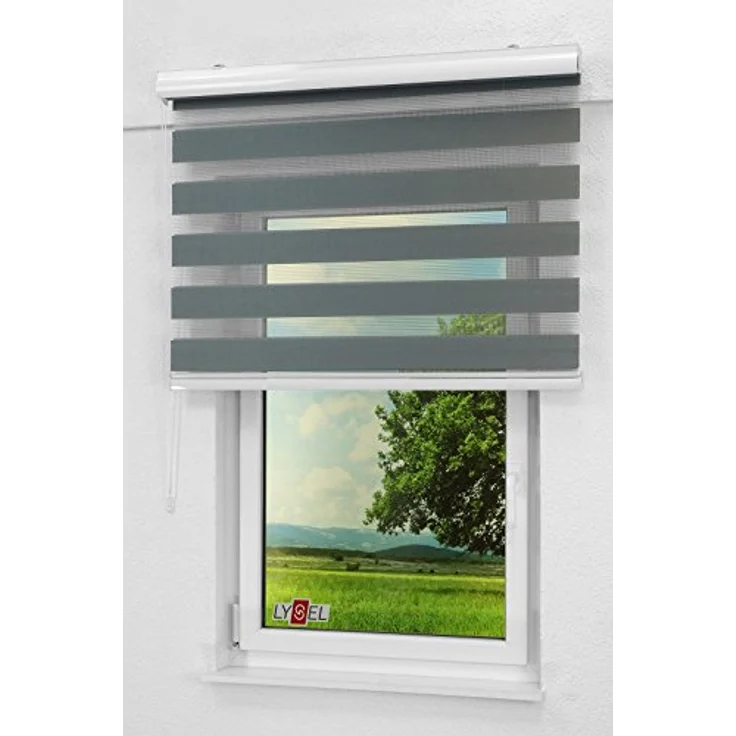 Lysel - Qualitätsdoppelrollo basaltgrau, (B x H) 110cm x 175cm in grau/basaltgrau – Bild 8