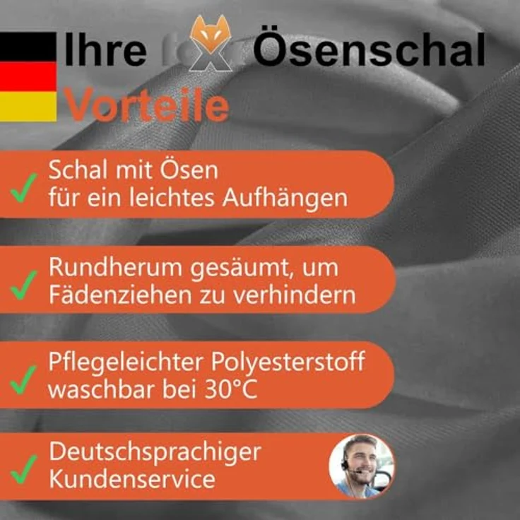 2er Set Ösenvorhang Voile 245 cm dunkelgrau transparent - Farbe: Dunkelgrau – Bild 6