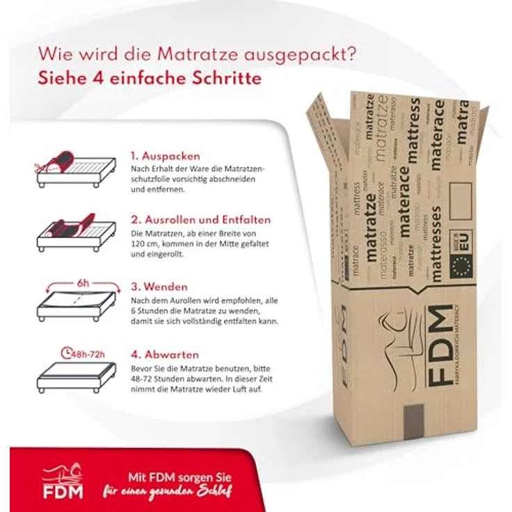 FDM Somnia Kindermatratze 80x190 cm Kaltschaummatratze Höhe 10 cm Härtegrad H3 Öko-Tex Allergikergeeignet Bezug Waschbar Matratzenbezug Dino – Bild 10