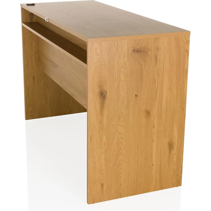 hjh LIVING Schreibtisch 120x50 cm BERGA – Moderner Scandi-Bürotisch Weiß/Eiche mit 2 Schubladen & Kabeldurchlass, Stabiler Arbeitstisch für Homeoffice, Büro & Wohnzimmer – Bild 8