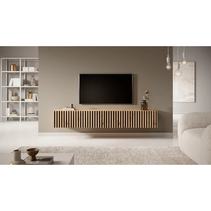 Selsey 'Telire' TV-Hängeboard, Eichenholz-Optik / Schwarz, ca. 30 x 175 x 32 cm – Bild 5