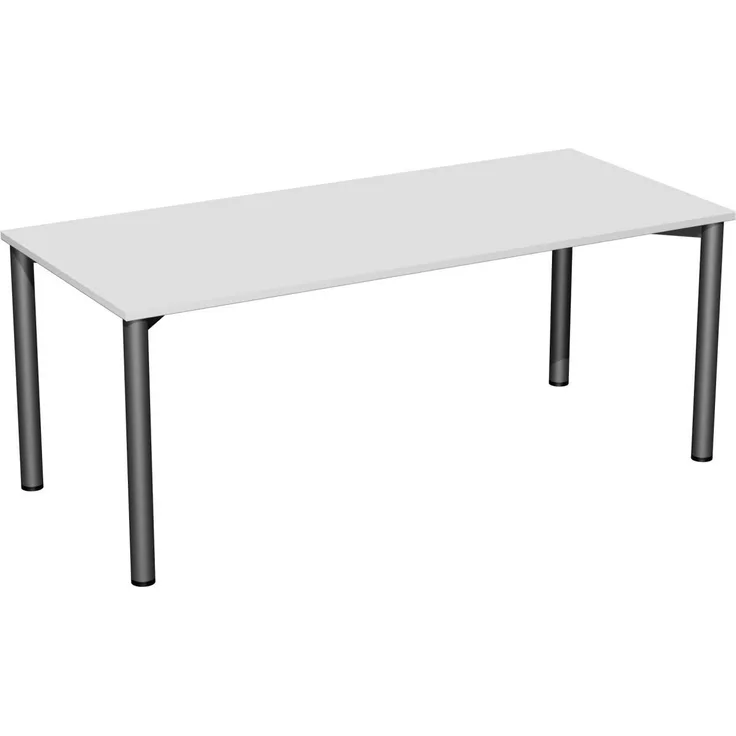 Konferenztisch Rundfuß, 180x80cm, Lichtgrau Anthrazit