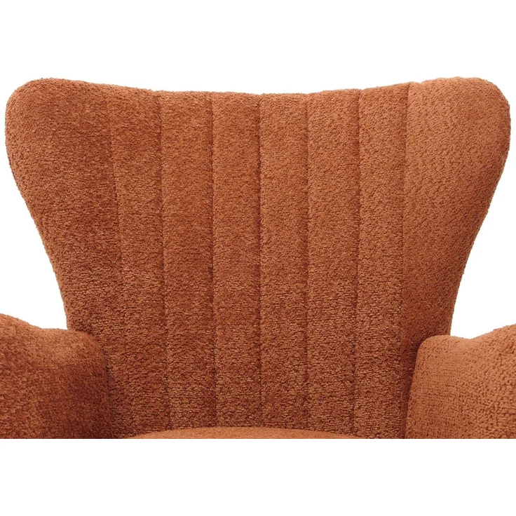 Lounge-Sessel HWC-K37, Cocktail-\/Ohrensessel Polsterstuhl Retro Vintage Stoff Chenille (500g\/m²) ~ orange – Bild 7