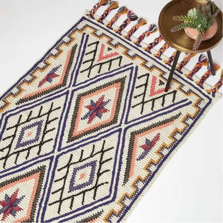 Homescapes Wollteppich Handgewebter Kelim Teppich Goa – 90 x 150 cm, bunt gemustert, Höhe: 20 mm – Bild 5