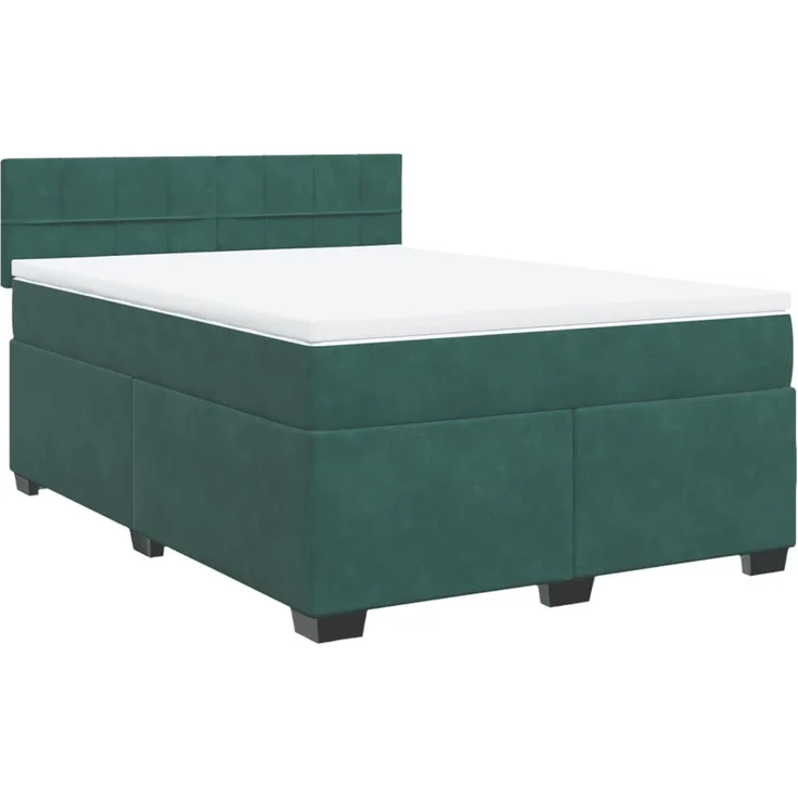 vidaXL Boxspringbett mit Matratze Dunkelgrün 160x200 cm Samt 3286357 – Bild 2