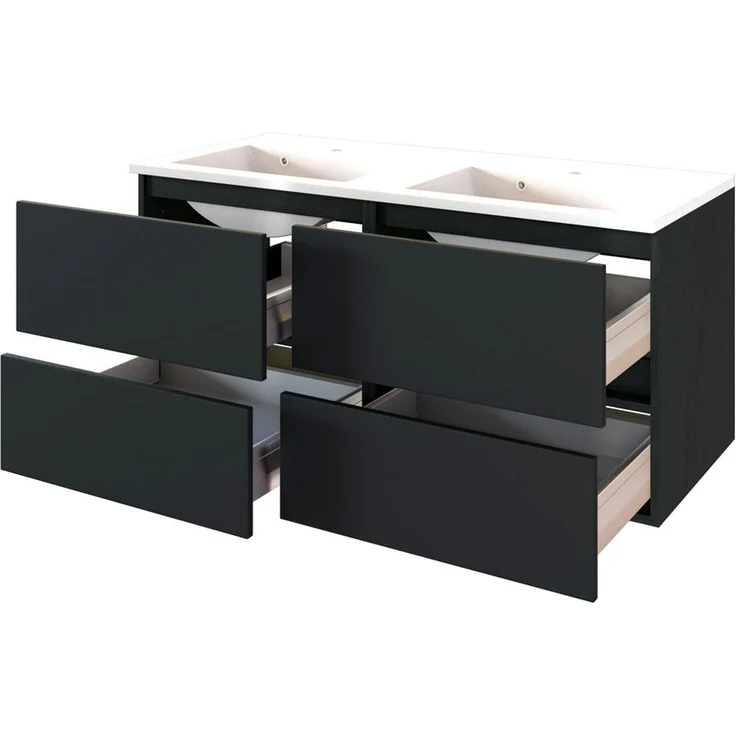 Doppel Waschtisch-Unterschrank inkl. Waschbecken 120 ARLON-03 matt grau BxHxT 120x56x47 cm – Bild 2