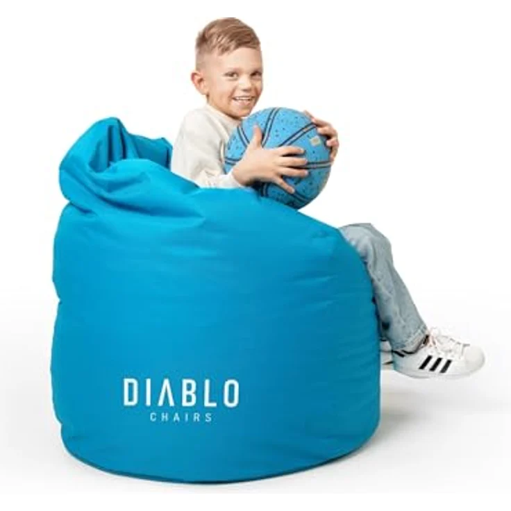 Diablo Kinder-Pouf, Craft Edition, ergonomischer Sitz, mit Granulatfüllung, strapazierfähiges Cordura, wasserdicht, leicht und kompakt, Spielmuster, Maße 80 x 110 x 80 cm, Blau – Bild 3