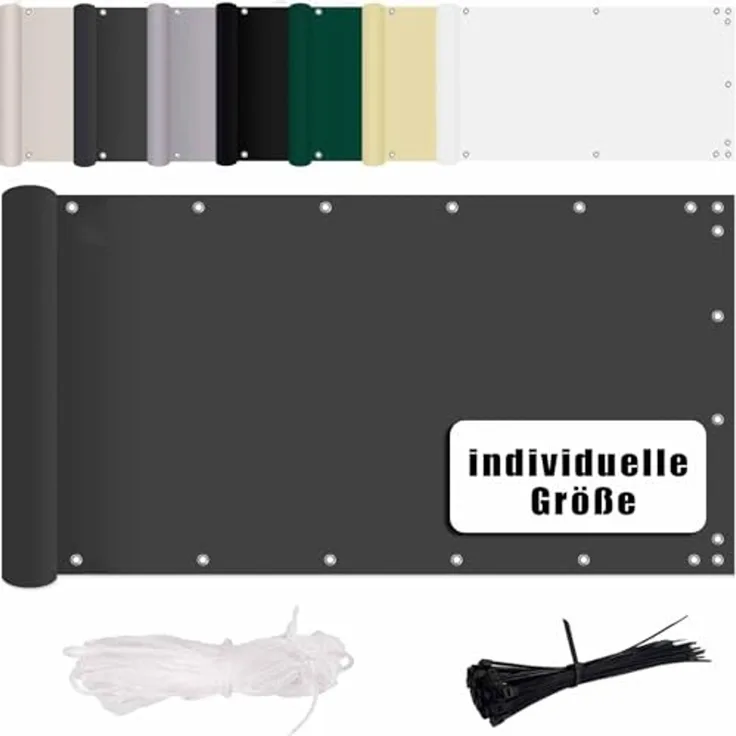 MENGH Balkon Sichtschutz Ohne Bohren Wind-und UV-Schutz, 160g/m², Mit Montagezubehör, 100% Polyester, für Balkon geländer,Terrasse & Garten - Anthrazit 85x1300 cm