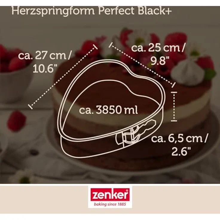 Zenker Herzspringform Perfect Black – 27 x 25 x 7 cm Hochwertige Backform in Herzform für Valentinstag und Muttertag, Antihaftbeschichtet +230 °C Made in Germany, Schwarzes – Bild 6