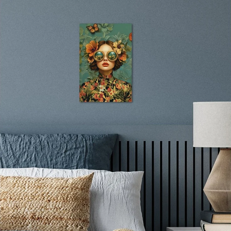 MuchoWow Poster Frau - Blumen - Schmetterlinge - Natur - Vintage, (1 St), Poster ohne Rahmen, Wandbild, Wandposter, 30x20 cm – Bild 4