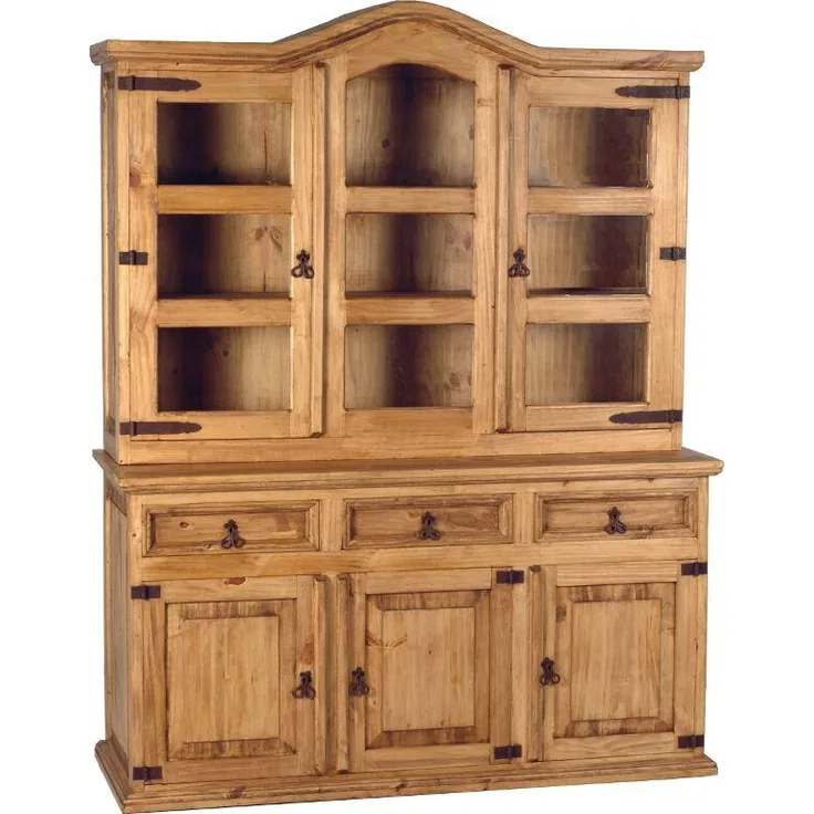 MiaMöbel Mexico Buffet - klein Glas, Massivholz Pinie Landhaus Mexiko Möbel Mexikanisch