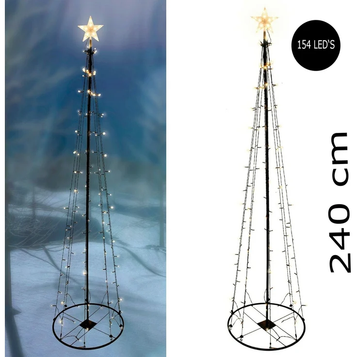 240 cm LED Lichterbaum mit Stern 8 Funktionen Dekobaum Leuchtbaum Outdoor Indoor – Bild 2