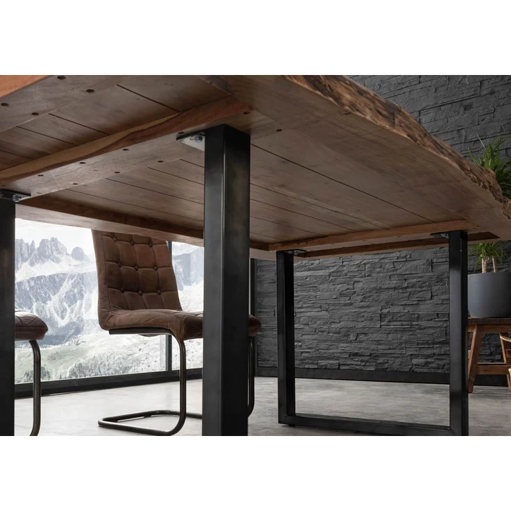 Baumtisch Akazie 140x90x77 natur lackiert / U-Beine anthrazit glänzend FREEFORM 5 – Bild 6