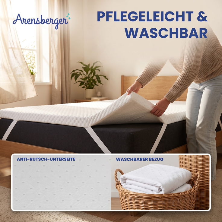 Topper SOFT 90x200cm, Memory Foam Matratzentopper, waschbarer Bezug, geeignet für Federkern & Schaumstoff Matratzen, H2, Matratzenauflage Höhe 5cm – Bild 4