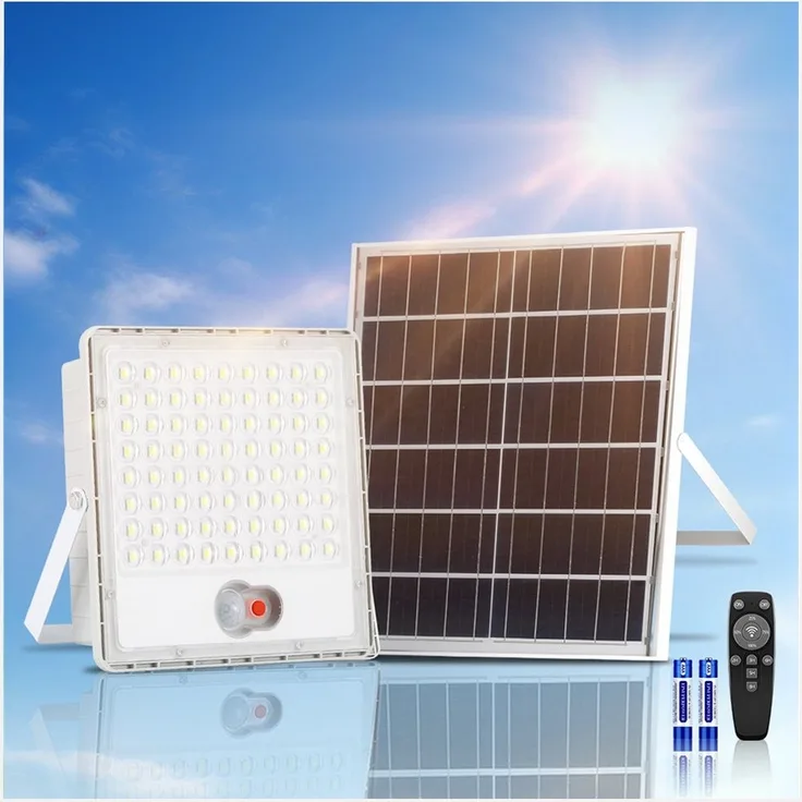 Rhein Beleuchtung LED Solarleuchte 1000W Solarlampen für Außen Wand – mit Fernbedienung & Bewegungsmelder, 1000W, LED fest integriert, 72 LEDs, 7000 K Flutlicht, solar Bewegungsmelder außen mit Timer