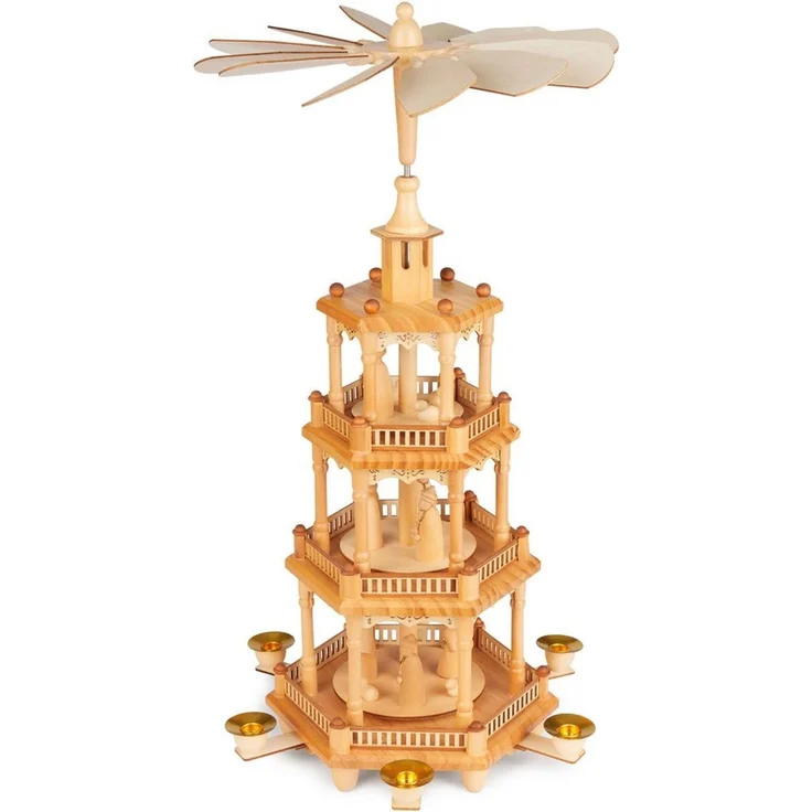 BRUBAKER Weihnachtspyramide Weihnachtspyramide aus Holz - 55 cm große Holzpyramide für Weihnachten, drehbare Tischpyramide mit weihnachtlichen Holzfiguren – Bild 1