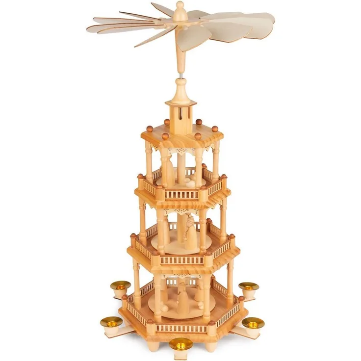 BRUBAKER Weihnachtspyramide Weihnachtspyramide aus Holz - 55 cm große Holzpyramide für Weihnachten, drehbare Tischpyramide mit weihnachtlichen Holzfiguren