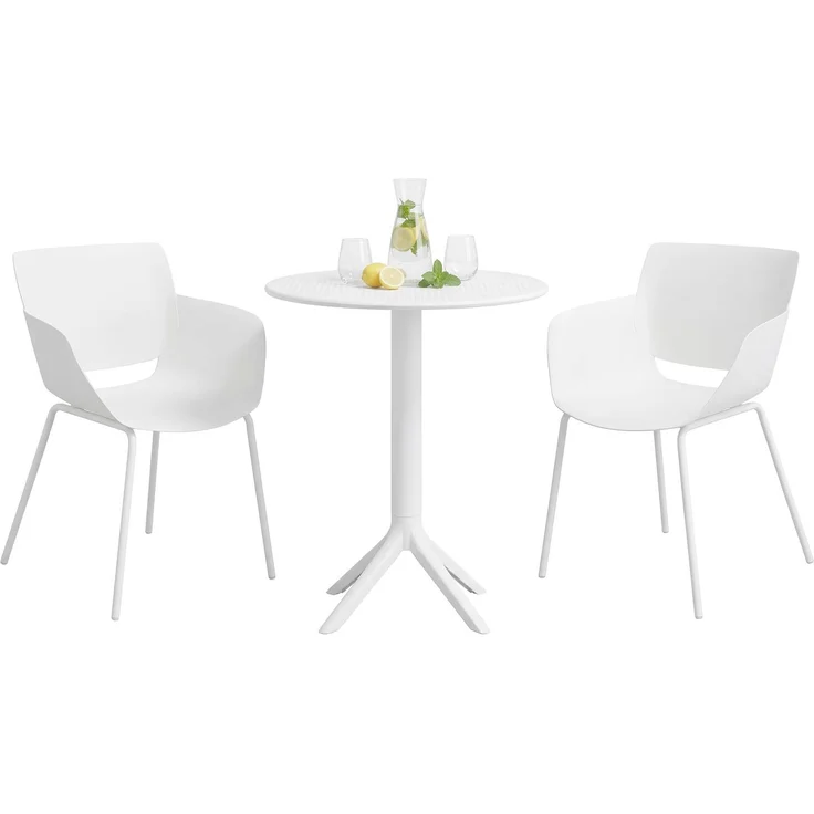 Gartenmöbel-Set SARA mit 2 Stühlen - 168x60x80cm, Kunststoff, Weiß | Balkonset Gartenset Tisch mit Stühlen Bistroset Outdoor – Bild 1