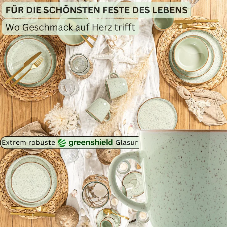 SÄNGER Kaffeebecher Set Rio Minze- 6 teilig aus Steingut – Bild 3