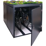 Mendler 2er-Fahrradgarage mit Pflanzkasten HWC-L56b, abschließbar verzinkter Stahl Anthrazit, 125 x 113 x 208cm