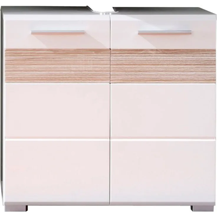 Waschbeckenunterschrank Mezzo in weiß Hochglanz und Sonoma Eiche 60 cm