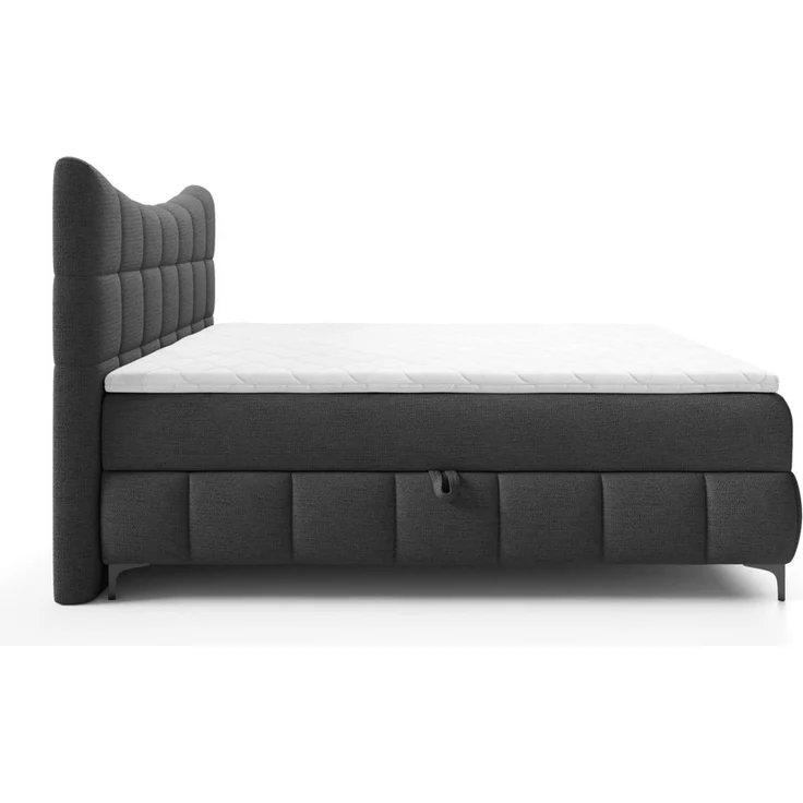Boxspringbett Schlafzimmerbett CHARLES 200x200cm Stoff Aragon Schwarz – Bild 4