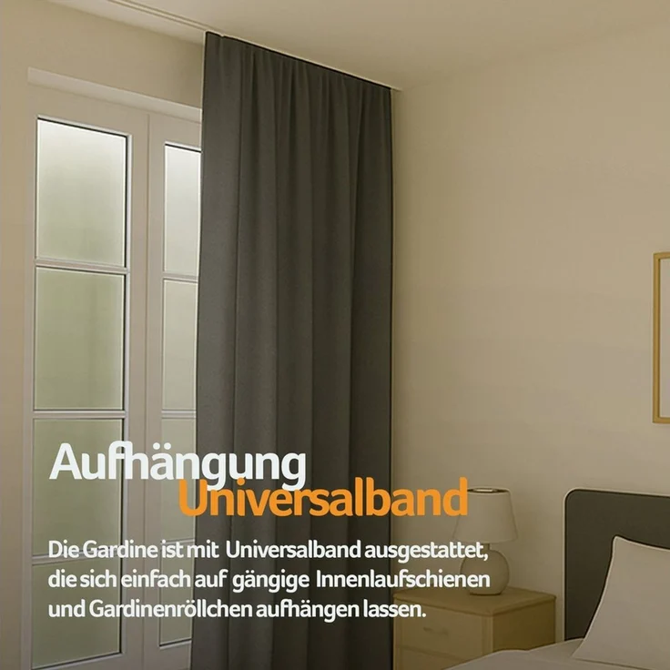 Bestlivings Vorhang "Ellen" mit Universalband (1 St), Kräuselband, blickdicht, Mikrofaser satinähnlich, einfarbig, waschbar bei 30°C, meist bügelfrei – Bild 2