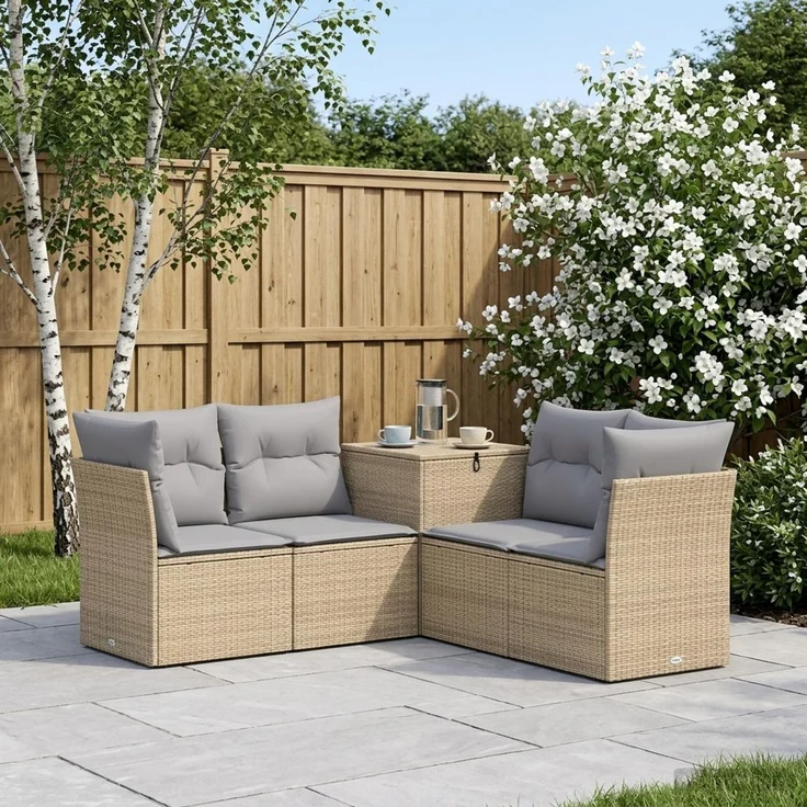 vidaXL Sofa Set 5 stk. Beige und Hellgrau 179 x 179 x 85 cm 3447843 – Bild 1