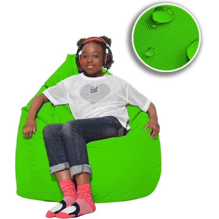 HomeIdeal - Sitzsack XXL Bodenkissen für Erwachsene & Kinder - Geeignet für Gaming oder Entspannen - Indoor wie Outdoor da er Wasserfest ist - mit EPS Perlen, Farbe:Neongrün, Größe:XXXL – Bild 5