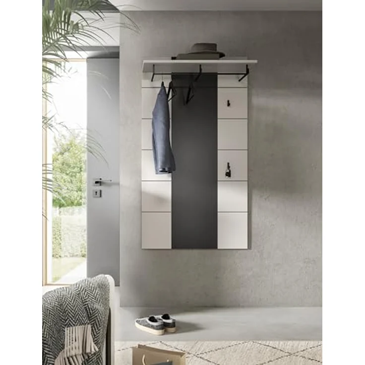 xonox. home - Paneel Canu 80 x 145 x 29 cm in Basalt grau und weiß Nb. - Wandpaneel Wandboard Wandgarderobe Garderobenwand Garderobenpaneel Flurpaneel - modern & stilvoll – Bild 6