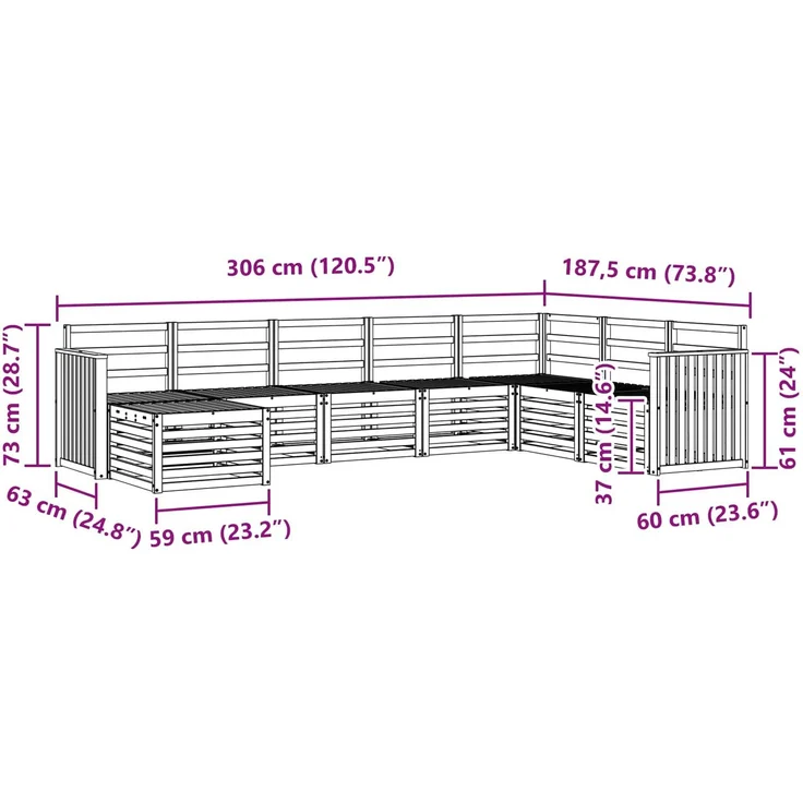 vidaXL Outdoor-Sofagarnitur 8 stk. 8-Sitzer Weiß Massivholz Akazie 3392309 – Bild 8