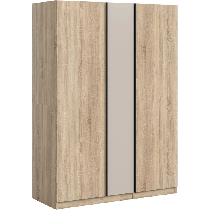 Kleiderschrank 3-türig (B/H/T: 130x183x53 cm) in Sonoma Eiche Nachbildung