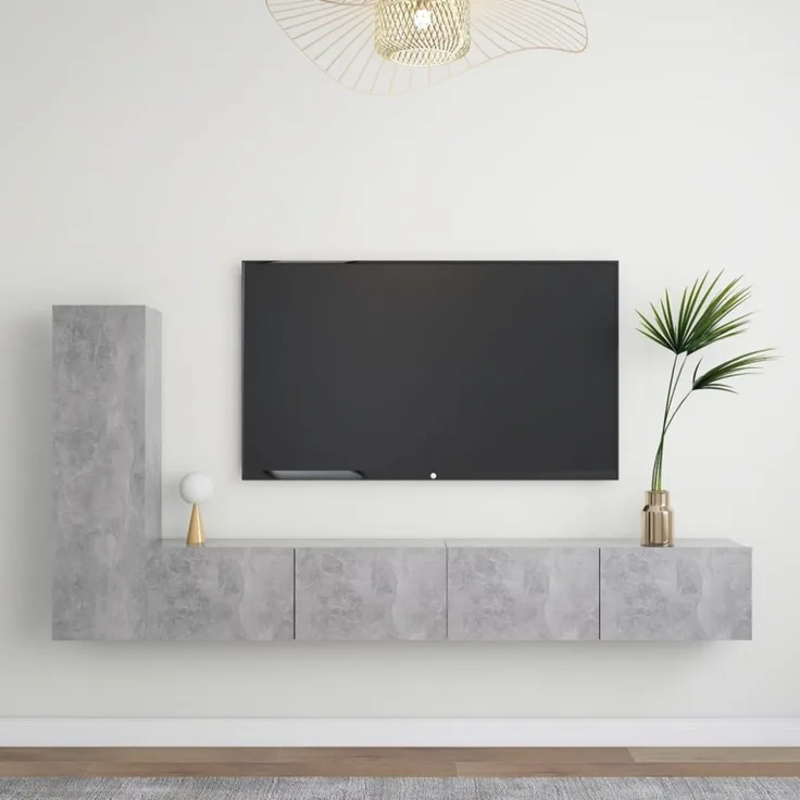 vidaXL 3-tlg. TV-Schrank-Set Betongrau Spanplatte [3079095]