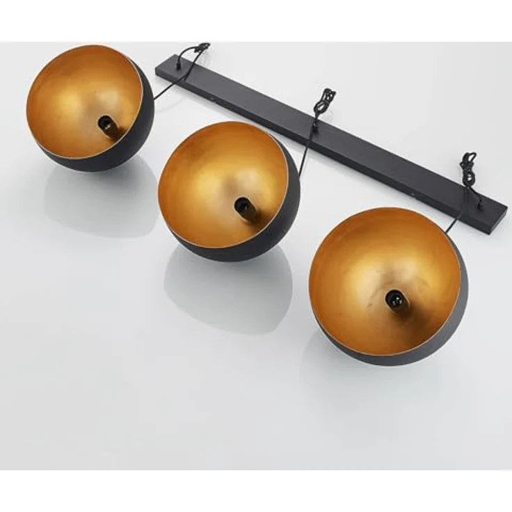 Lindby Pendellampe Tarjei, 120cm, schwarz/gold, dreiflammige Stahl-Leuchte für Esstische – Bild 8