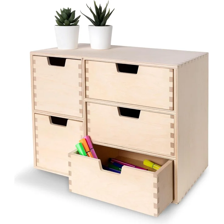 Creative Deco Schubladenbox Schubladenelement Mini-Kommode für Kleinigkeiten aus Birkensperrholz, (5-St)