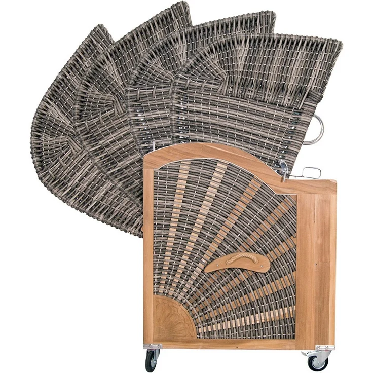Strandkorb Kampen 2,5-Sitzer White Oak Set 2 inkl. Industrierollen und Hydraulikdämpfer – Bild 5
