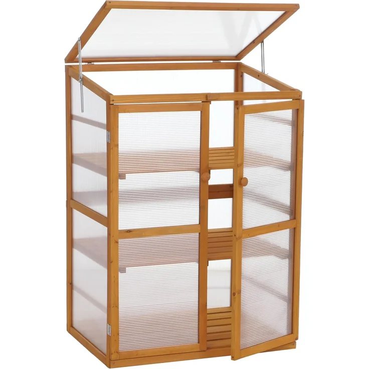 Gewächshaus HWC-Q13, Treibhaus Anzuchthaus Frühbeet Fenster verstellbar Holz FSC®-zertifiziert 110x76x57cm ~ natur – Bild 9