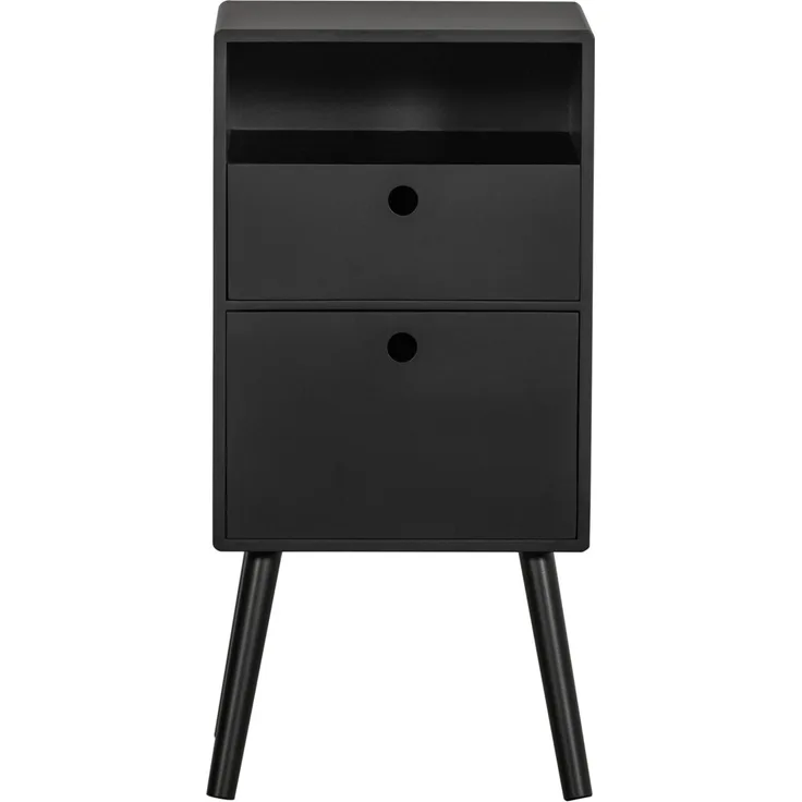 Nachttisch Ozzy aus Holz, Schwarz, 36 x 30 x 75 cm