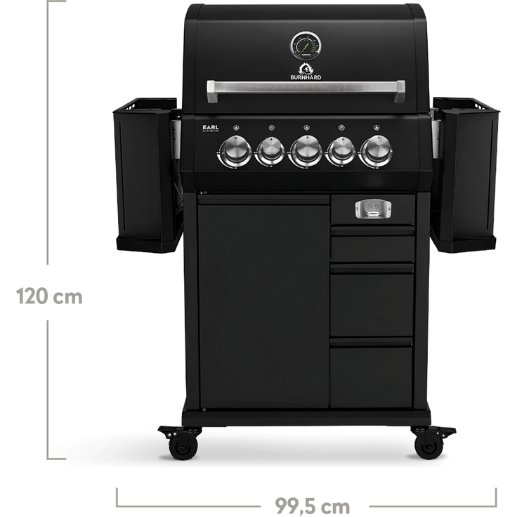 BURNHARD® 3-Brenner Gasgrill Edelstahl inkl. Heckbrenner, mit Edelstahl Grillrost & inkl. stabiler Abdeckhaube, Seitenkochfeld mit Infrarot Keramikbrenner - EARL - Silber - #946622 – Bild 9