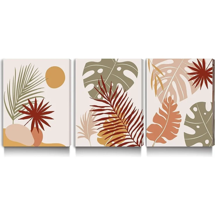 Boho Botanisch Bilder Salbeigrün Rotbraun Orange Abstract 40x30cm – Bild 8