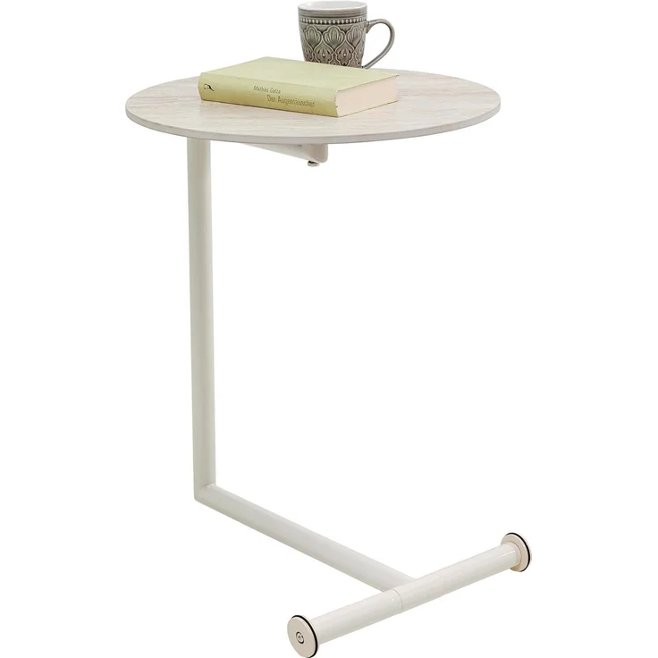 Kare Design Beistelltisch Easy Living, Greige, 46cm Durchmesser, Couchtisch, Travertinstein Optik, Stahlgestell, Modern, Rund, Wohnzimmer – Bild 2