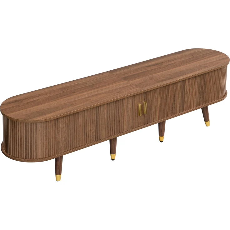 DESVIAE Couchtisch-Set 2-tlg. mit Hubplatte und TV-Schrank 100x40,5x50 cm / 175x44,7x38 cm MDF Nussbaum – Bild 4