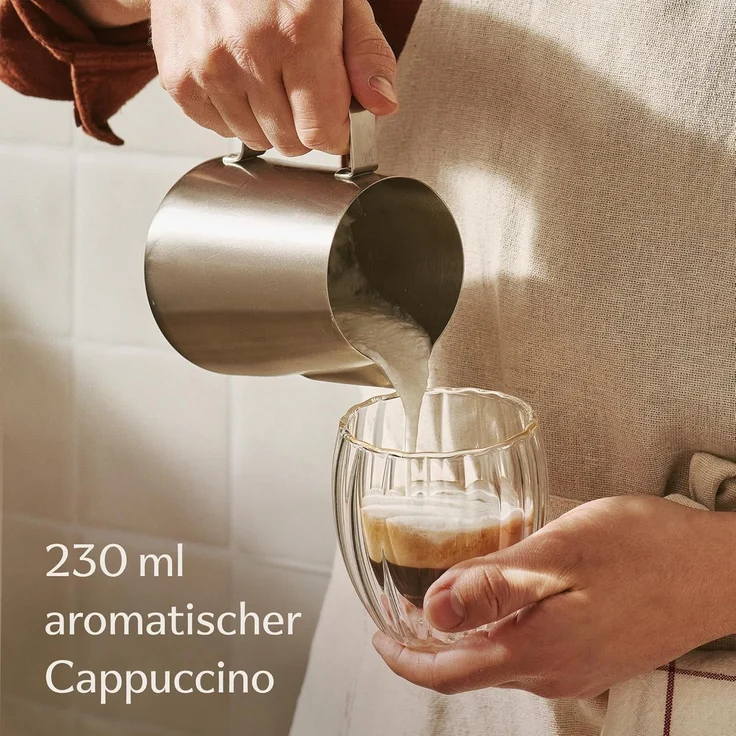 Cosumy Gläser-Set Doppelwandige Cappuccino Gläser 230ml, 4-tlg, Borosilikatglas, Spülmaschinenfest – Bild 4