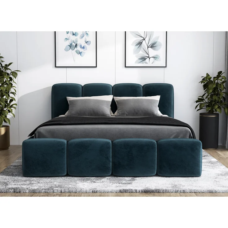 Polsterbett DONA 160x200 ohne Matratze mit Bettkasten und Lattenrost. Farbe: Azur 12 – Bild 2