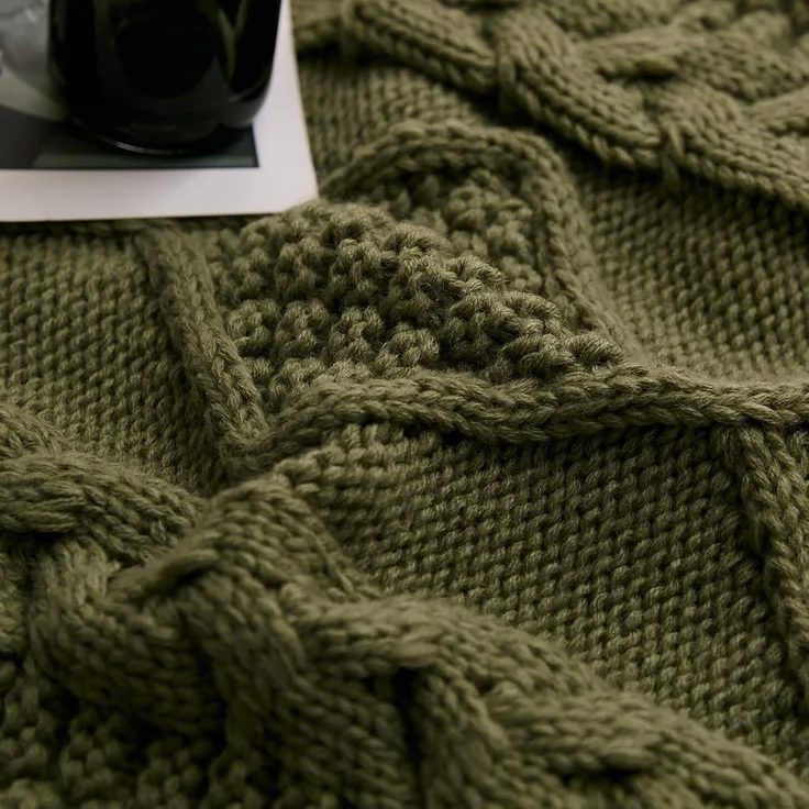 ABC Gestrickter Kissenbezug im Retro-Stil, grün – Bild 4