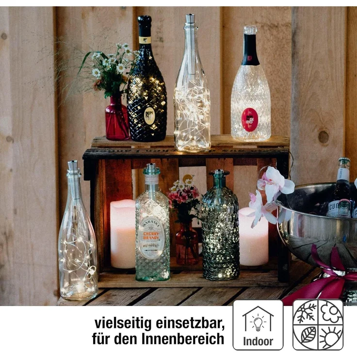 hellum Flaschenlicht mit Timer, Flaschen Licht Warmweiß, 20 LED Flaschen-Lichterkette Batteriebetrieben LED Lichterkette für Flaschen DIY, Tisch Deko, Weihnachten 522822 – Bild 6